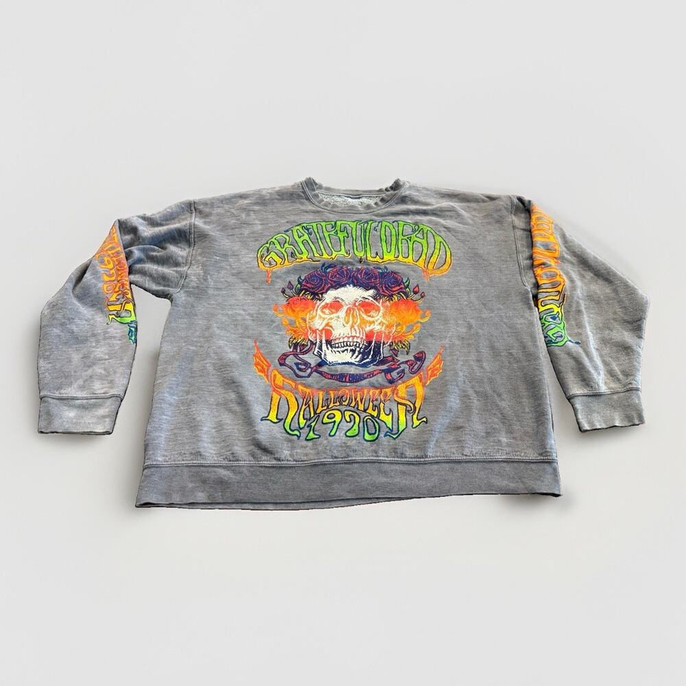 Urban Outfitters Grateful Dead Gray Halloween Skull Sweatshirt Size XL *Flaws*